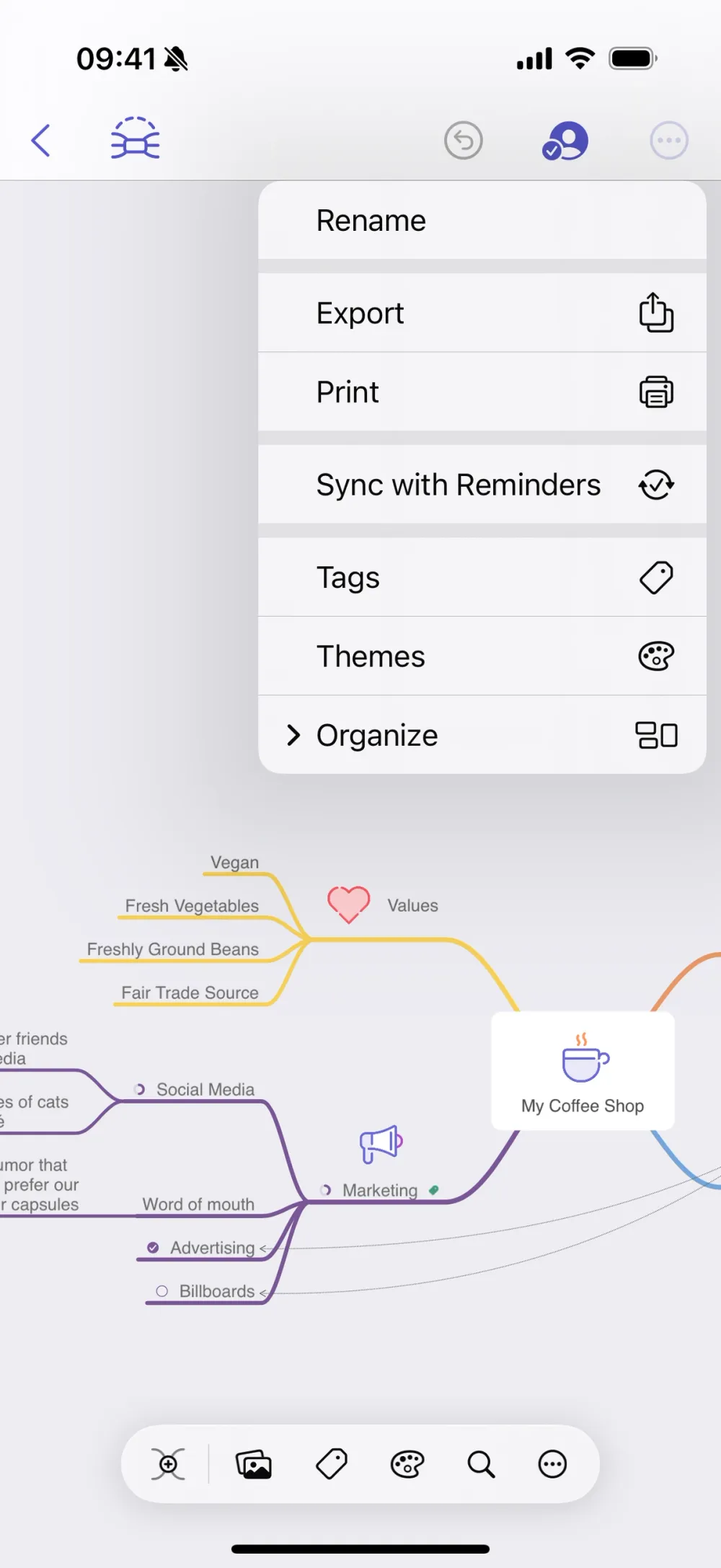 Export a MindNode document on iPhone