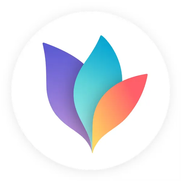 App icon of MindNode classic. Round icon with three colorful tridents. 