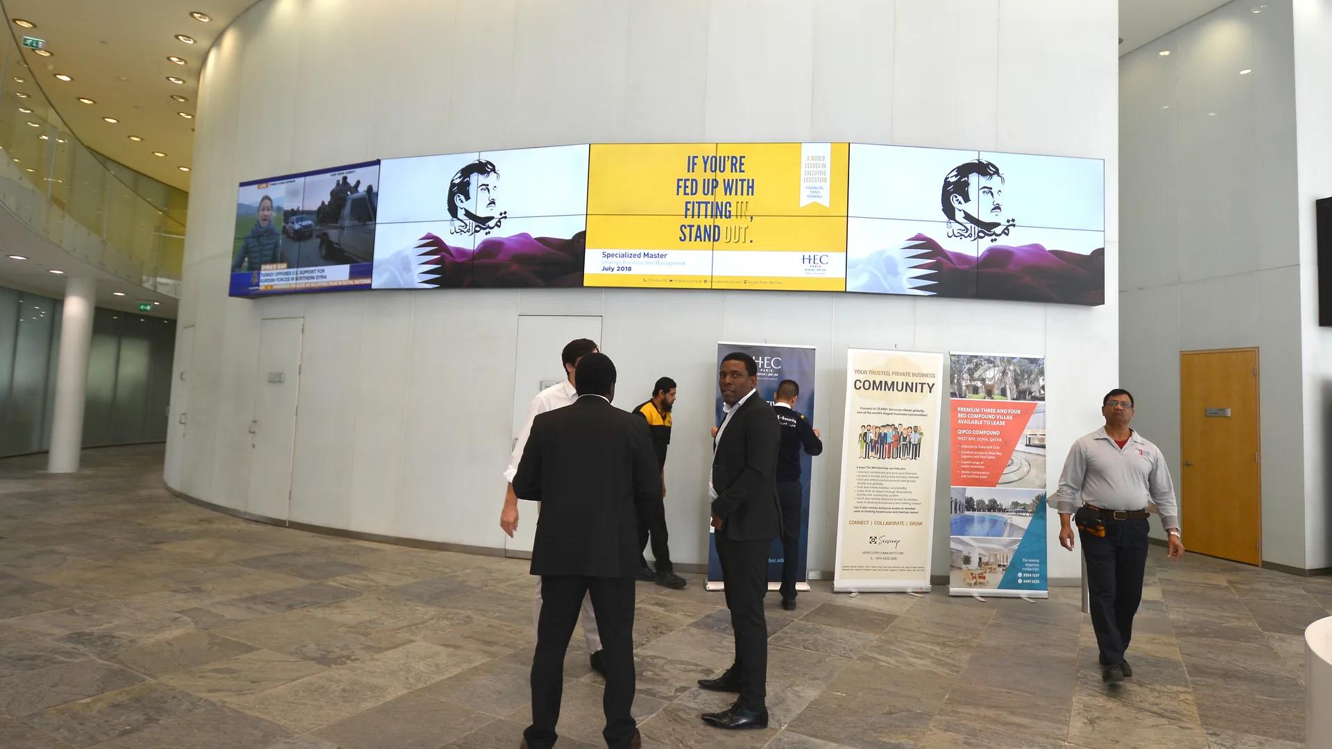 Tornado Tower lobby video walls