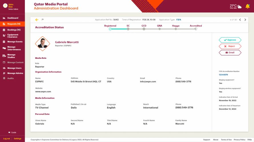 World Cup 2022 media access management