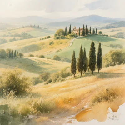 Hunyuan Image 3 - Watercolor Landscape