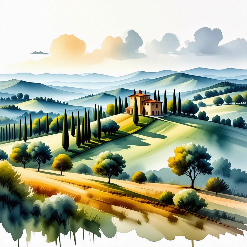 Stable Diffusion 3.5 Large Turbo - Watercolor Landscape