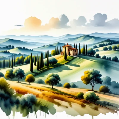 Stable Diffusion 3.5 Large Turbo - Watercolor Landscape