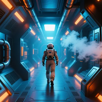 Qwen Image - Sci-Fi Corridor