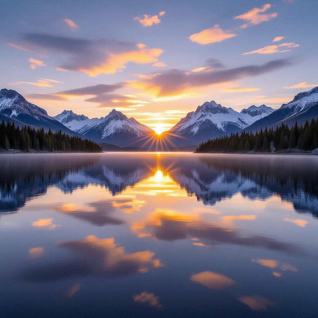 HiDream L1 Dev - Mountain Lake Sunrise