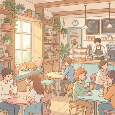 Nano Banana Pro - Cozy Anime Cafe