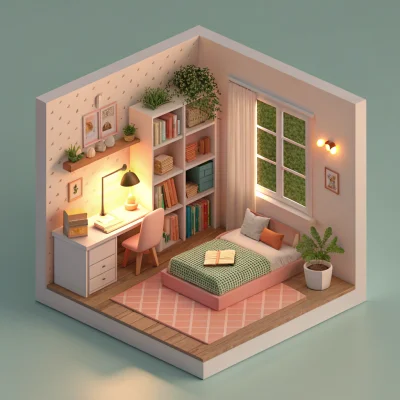 Recraft v3 - Isometric Room