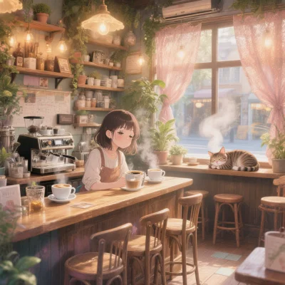 Hunyuan Image 3 - Cozy Anime Cafe