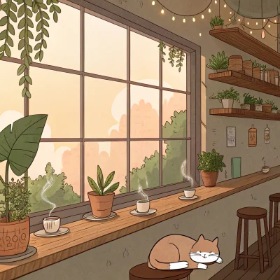 Recraft v3 - Cozy Anime Cafe