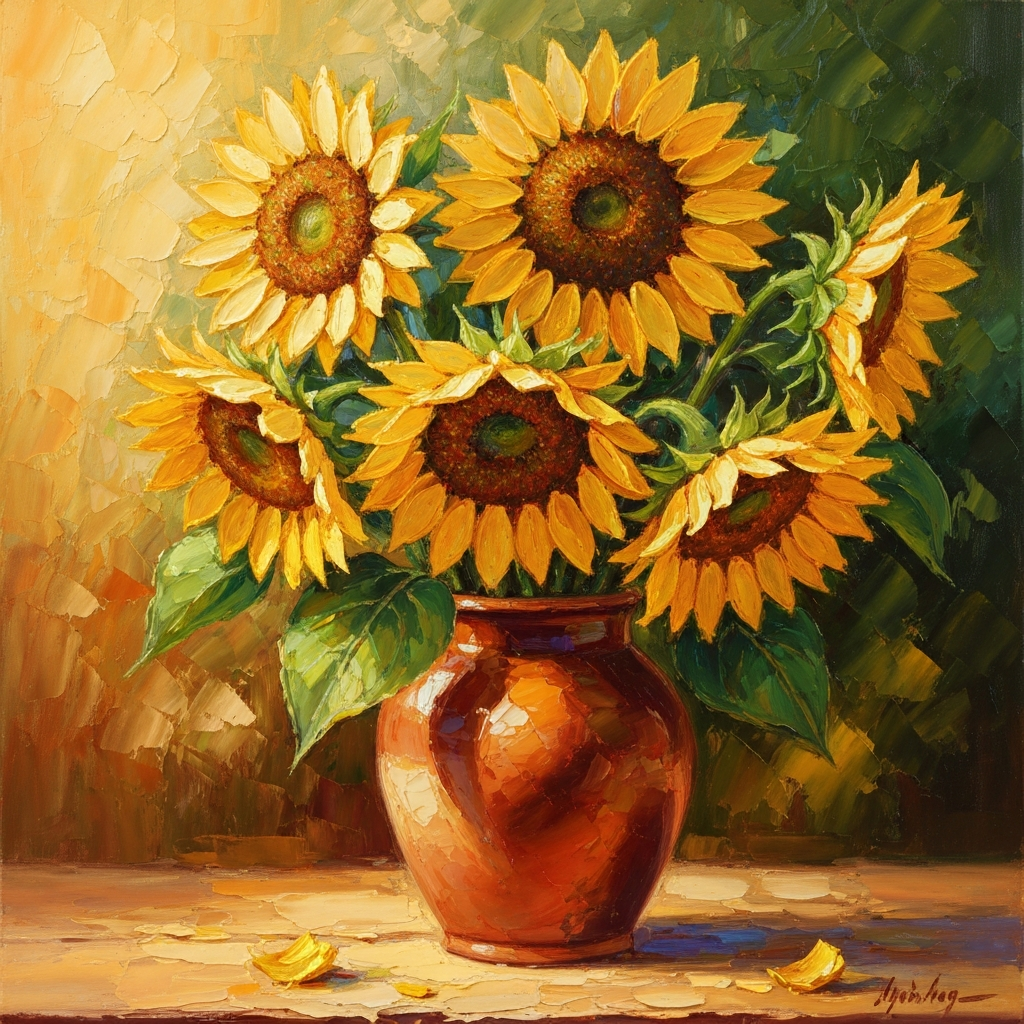 Google Imagen 4 Fast - Oil Painting Flowers