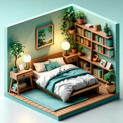 Stable Diffusion 3.5 Large - Isometric Room