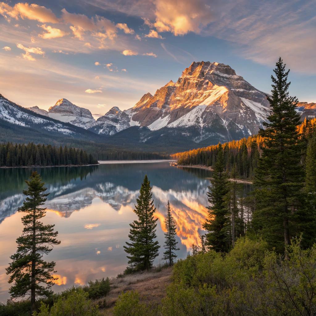 Recraft v3 - Mountain Lake Sunrise