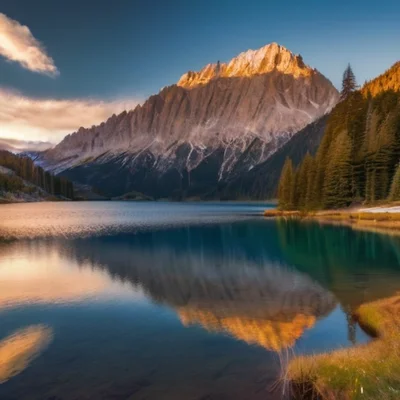 Realistic Stock Photo v2.0 - Mountain Lake Sunrise