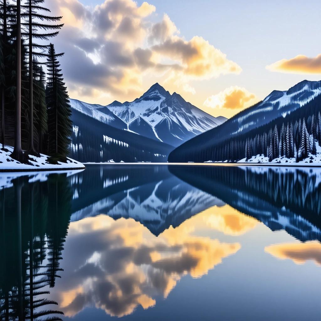 Stable Diffusion 3.5 Large Turbo - Mountain Lake Sunrise