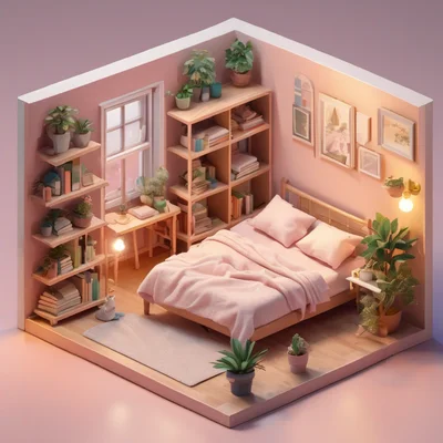 DreamShaper XL Alpha 2 - Isometric Room