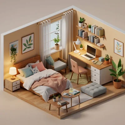 Wan 2.2 Image - Isometric Room