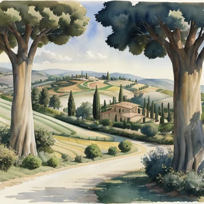 DreamShaper 8 - Watercolor Landscape