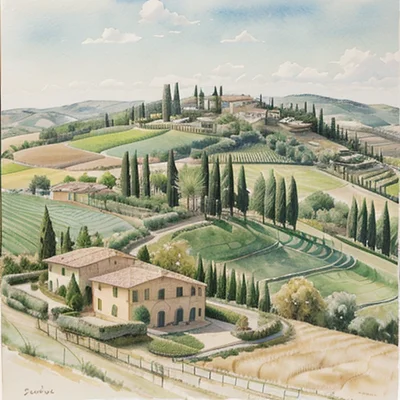 Epic Realism Natural Sin - Watercolor Landscape