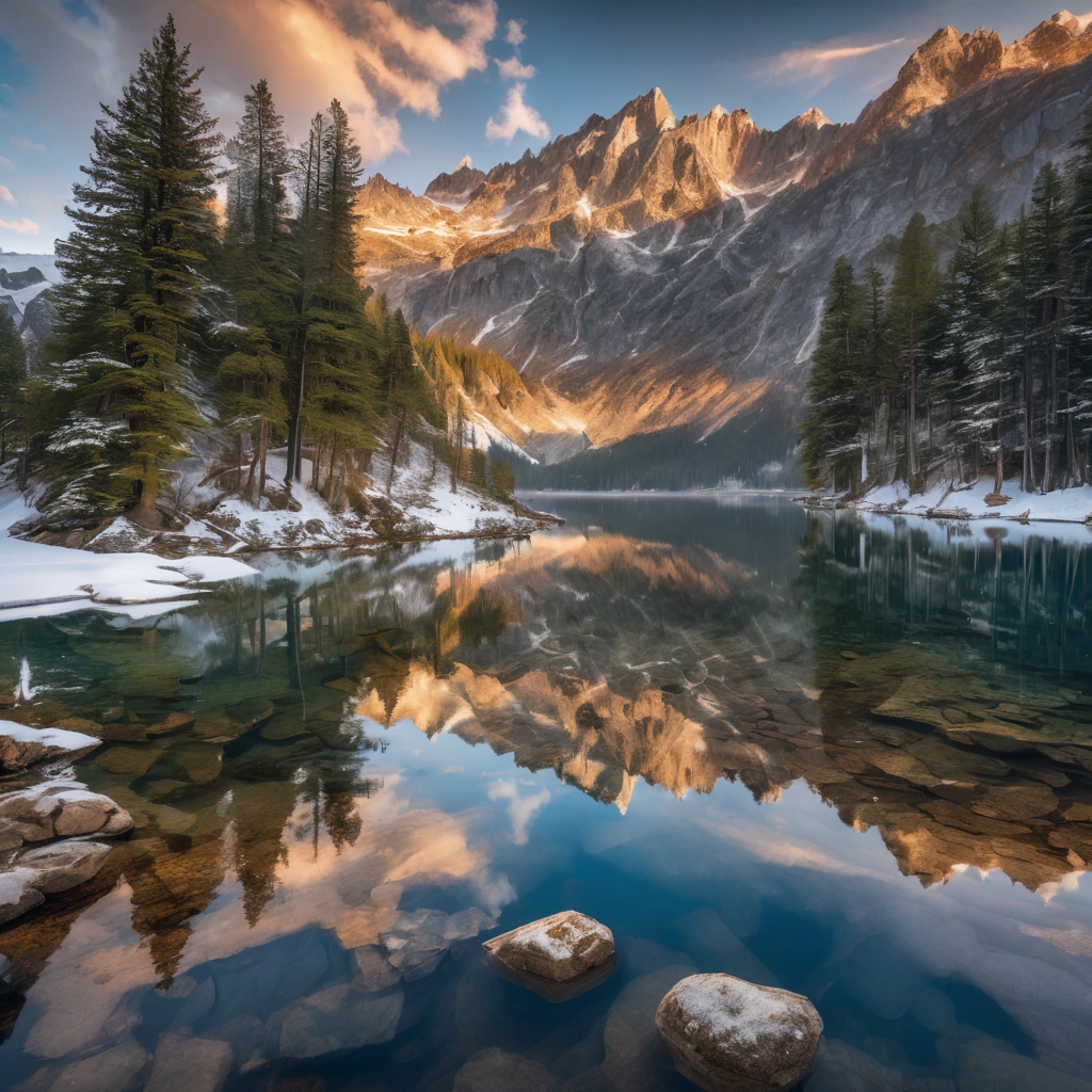 DreamShaper XL Alpha 2 - Mountain Lake Sunrise