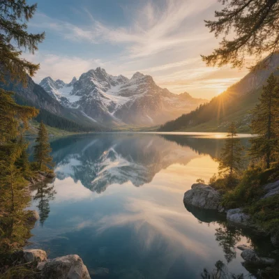 Hunyuan Image 3 - Mountain Lake Sunrise