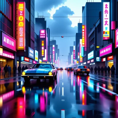 Stable Diffusion 3.5 Large Turbo - Cyberpunk City