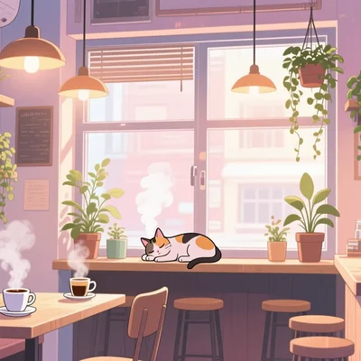 Qwen Image - Cozy Anime Cafe