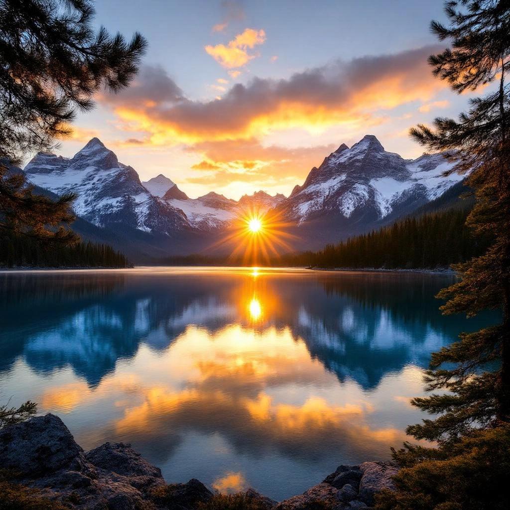 HiDream L1 Full - Mountain Lake Sunrise