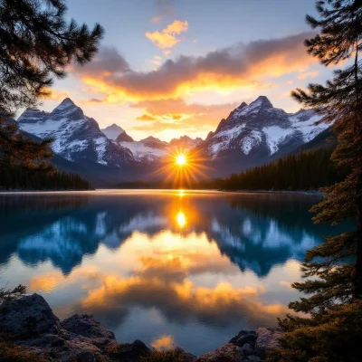 HiDream L1 Full - Mountain Lake Sunrise