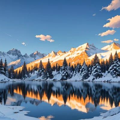 RealCartoon3D v18 - Mountain Lake Sunrise