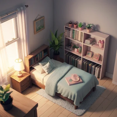 DreamShaper 8 - Isometric Room