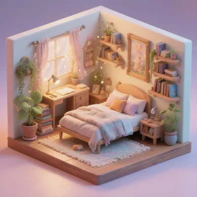 Hunyuan Image 3 - Isometric Room