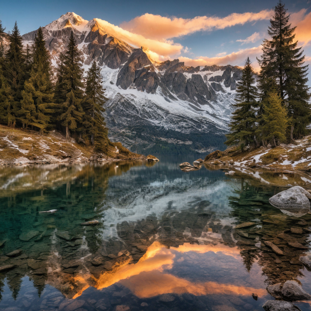 RealVisXL V5.0 - Mountain Lake Sunrise