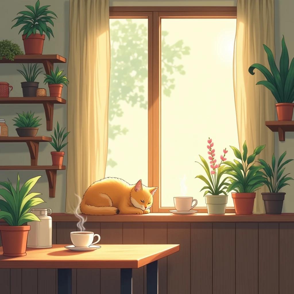 FLUX Dev - Cozy Anime Cafe