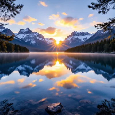 HiDream L1 Fast - Mountain Lake Sunrise