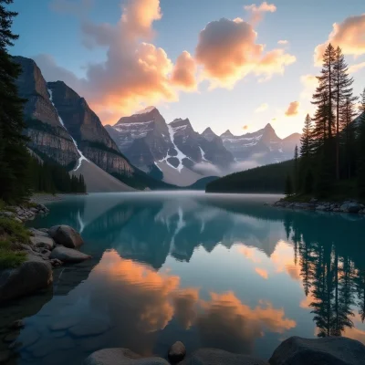 FLUX Dev - Mountain Lake Sunrise