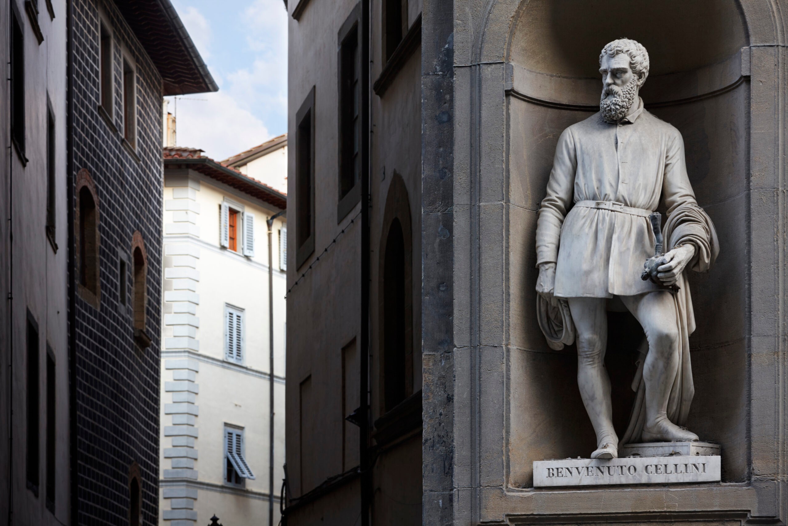 Statue of Benvenuto Cellini, Piazzale degli Uffizi, Florence, Italy. Cellini was a noted sculptor and goldsmith, but it was his autobiography that left a lasting legacy./Getty Images