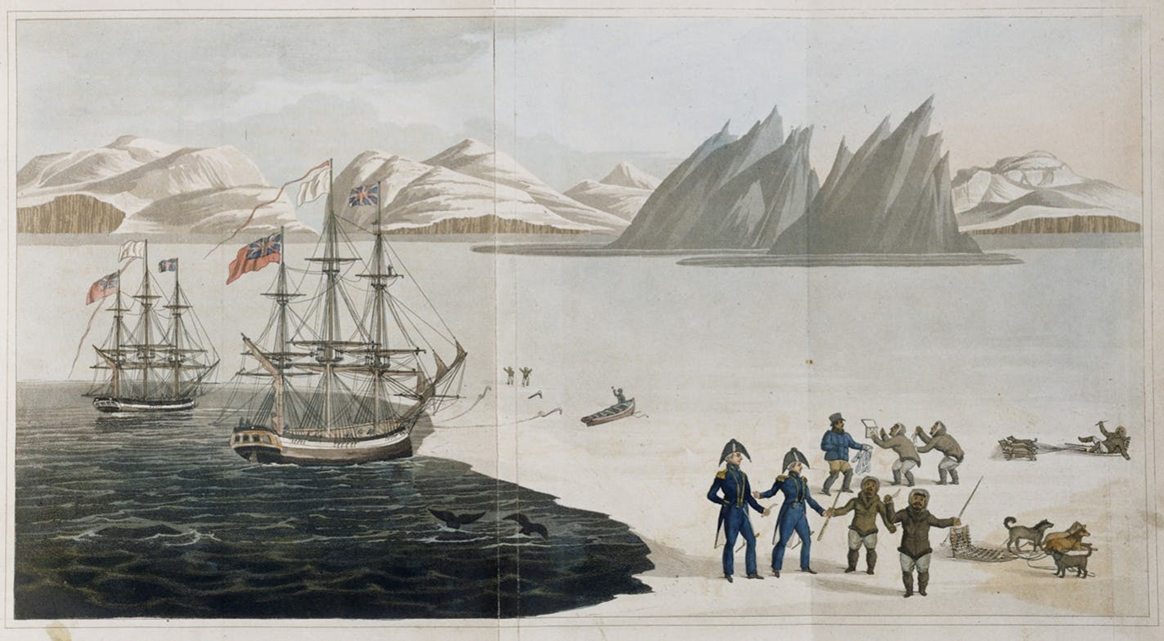 First communications with the natives of Prince Regents Bay, as drawn by John Sackhouse and presented to Capt. Ross in 1818/©Royal Geographical Society (with IBG)