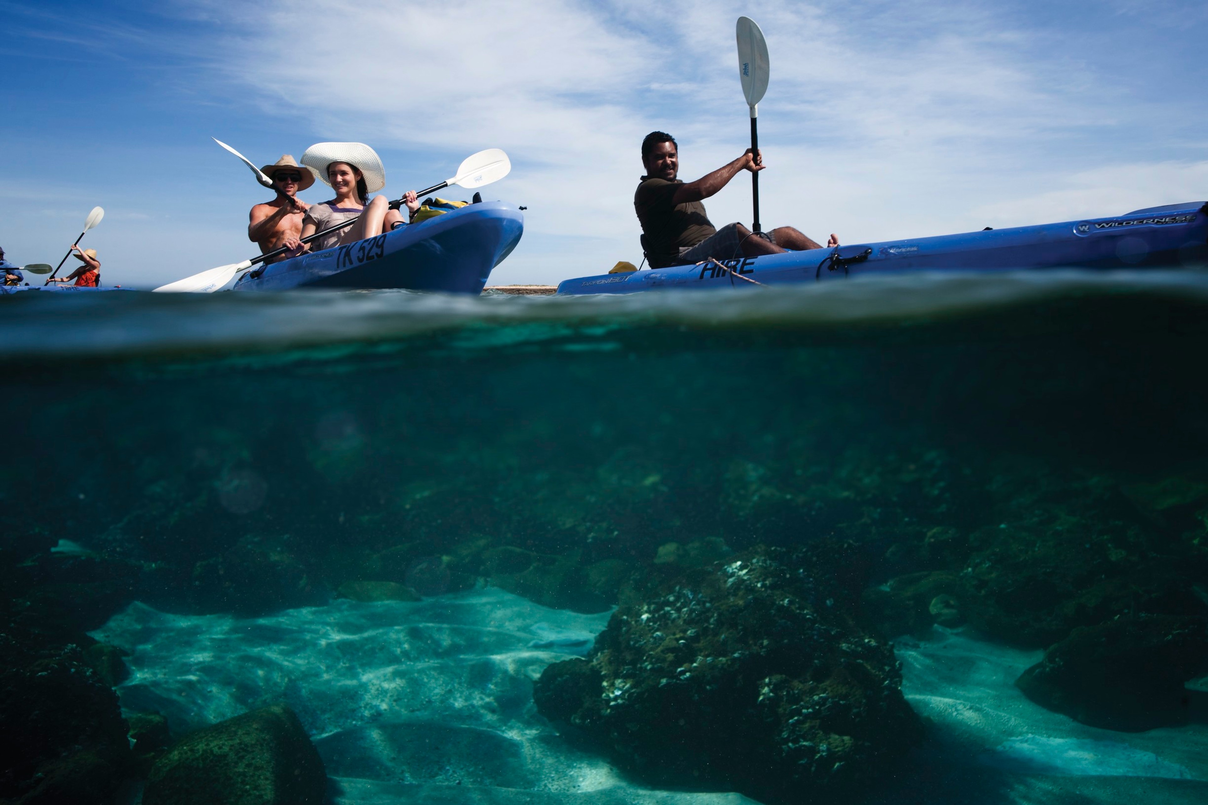 Kayaking on Dampier Peninsula with members of indigenous tribes. James Fisher/Tourism Australia