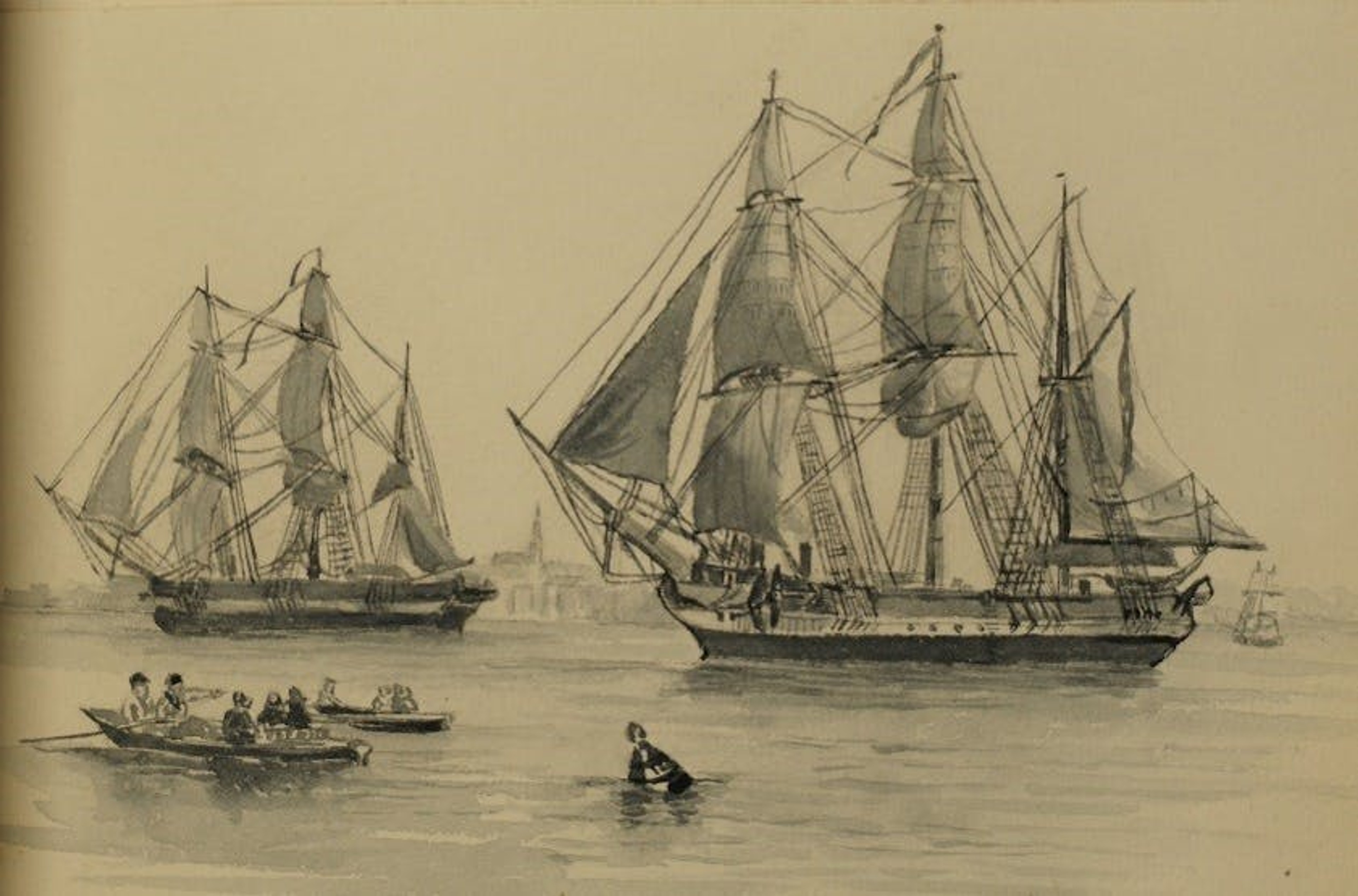 'Erebus and Terror pass Gravesend' by Clements Markham/©Royal Geographical Society (with IBG)