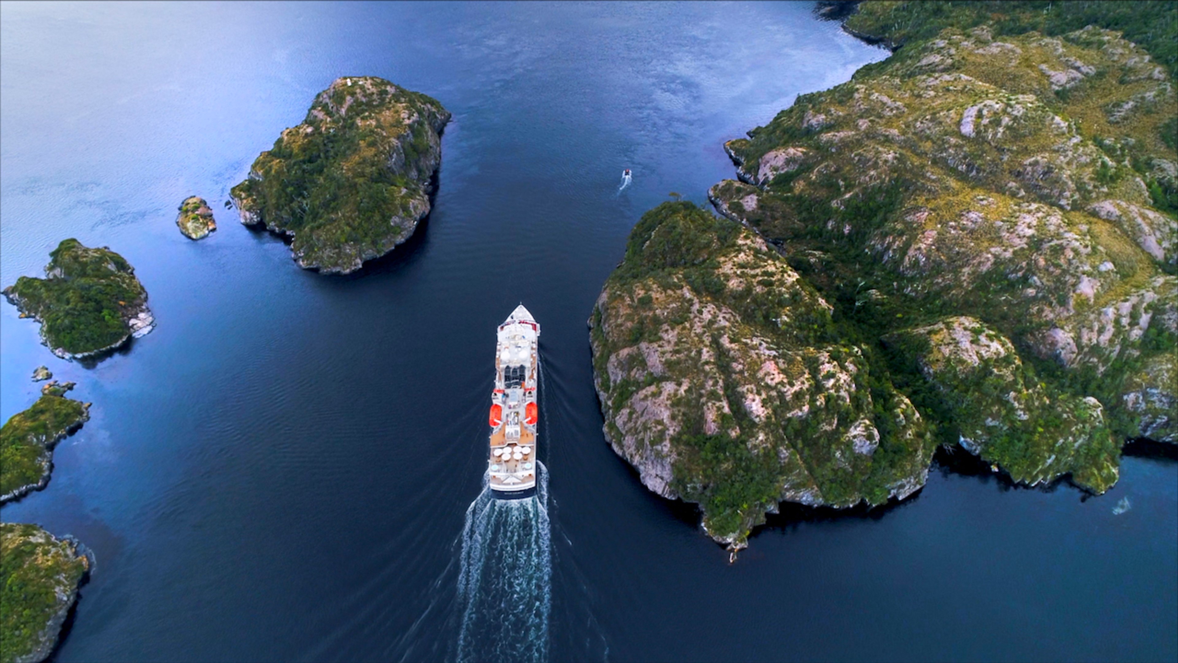 The view from a drone captures the magnitude of Chile's Patagonian fjords/Ross Vernon McDonald