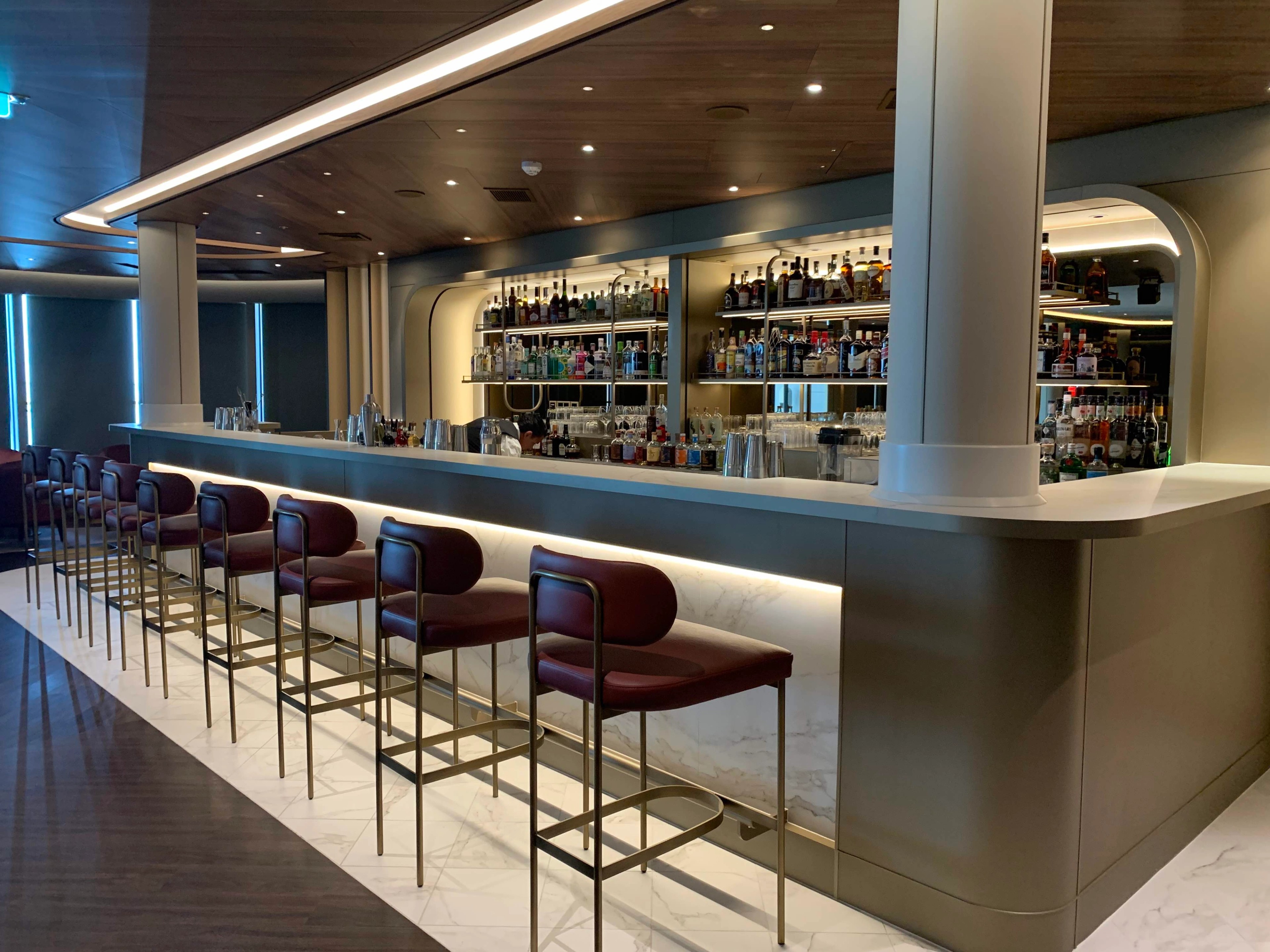 Silver Nova's Panorama Bar -- despite appearances here (photo shot before celebrations began -- this was last night's socializing hub. Photo by Teijo Niemela for Silversea