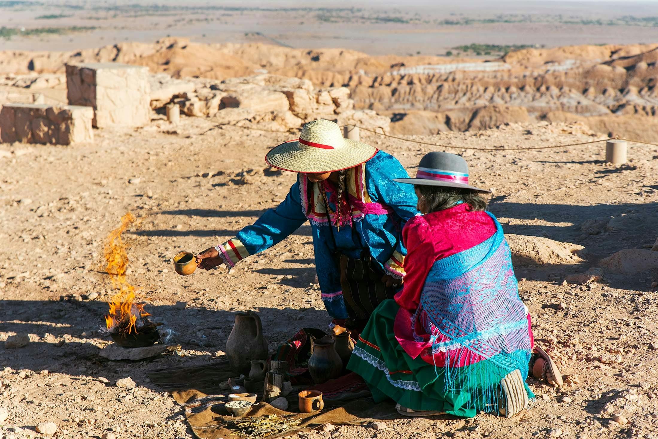 A Pachamama ceremony in the desert, Antofagasta, Chile./Denis Elterman