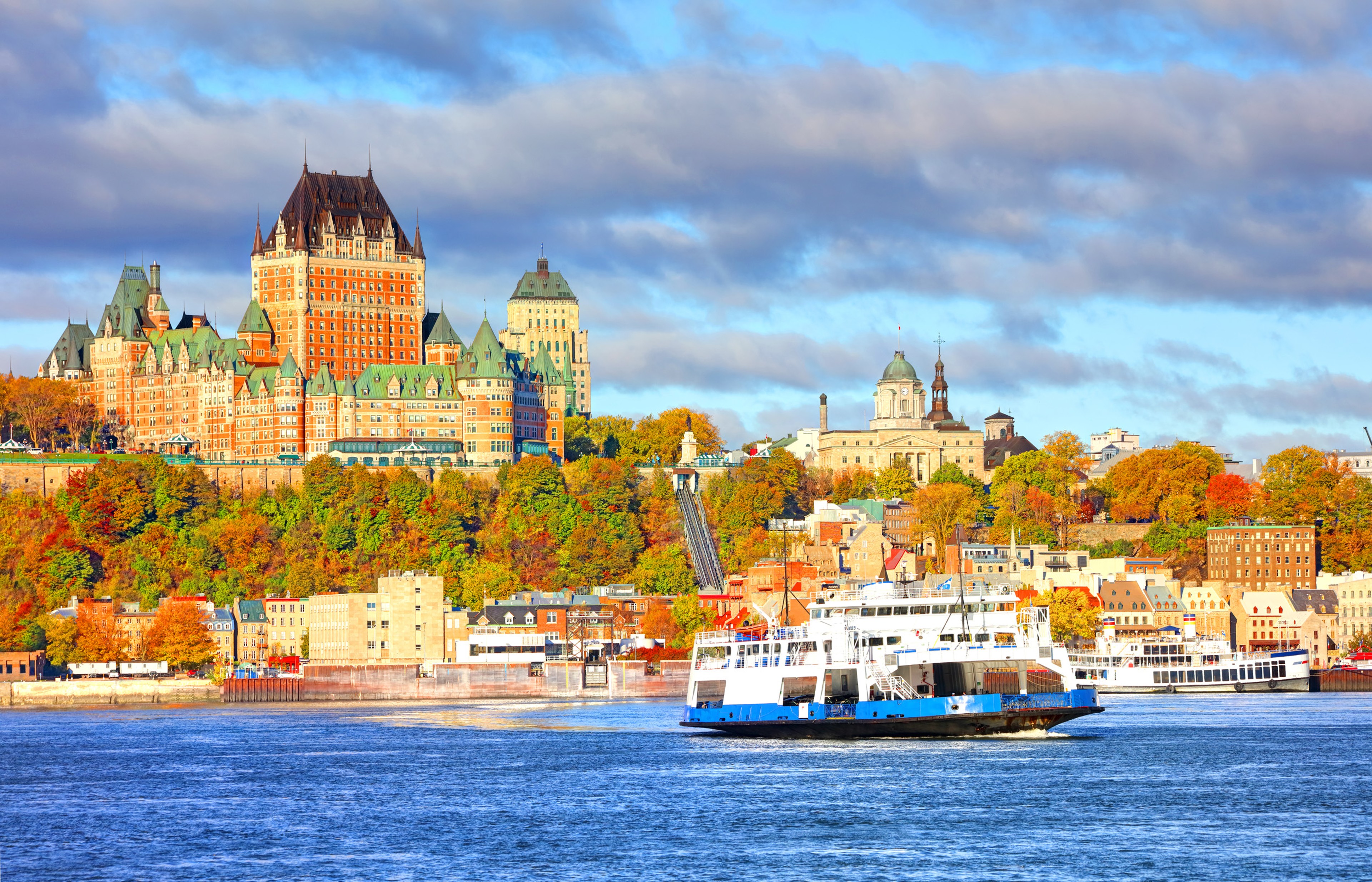 Québec City, dressed in its fall colors, is presided over by the Fairmont Le Château Frontenac, built in 1893./Getty Images