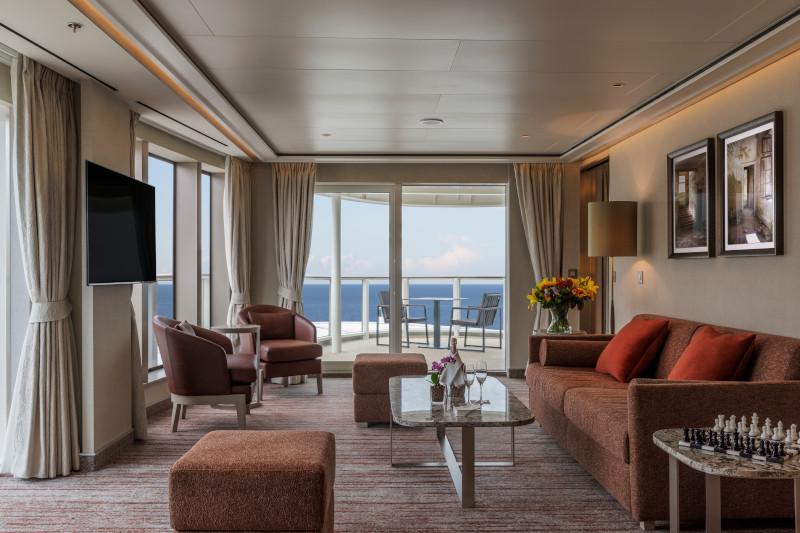 The lavish Otium suite on Silver Nova and Silver Ray is the largest in the Silversea fleet./Silversea