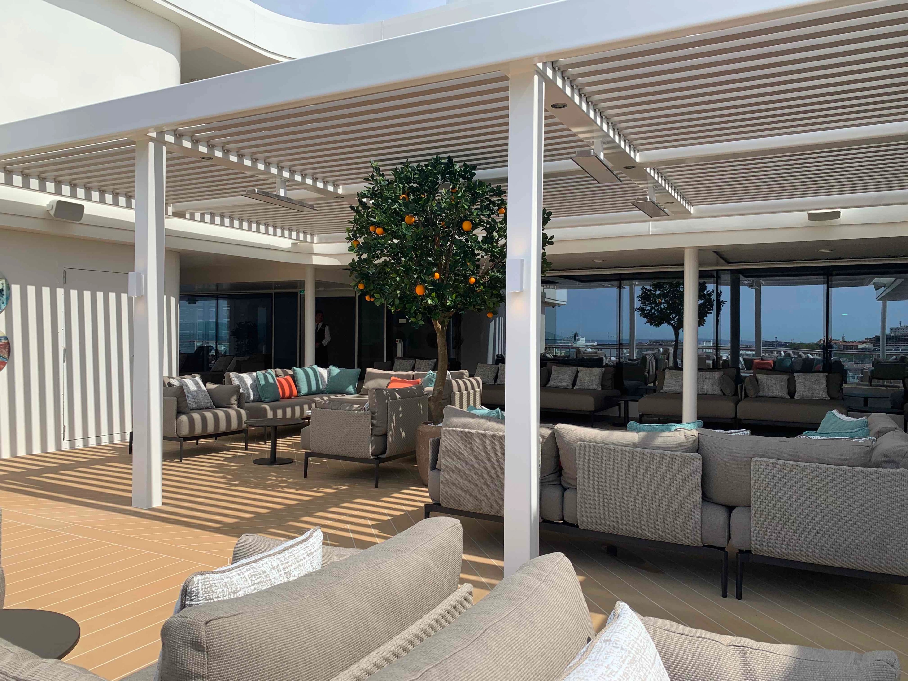 On Silver Nova, S.A.L.T. Bar has been moved to the pool deck -- and has gorgeous alfresco seating. Photo by Teijo Niemela for Silversea.