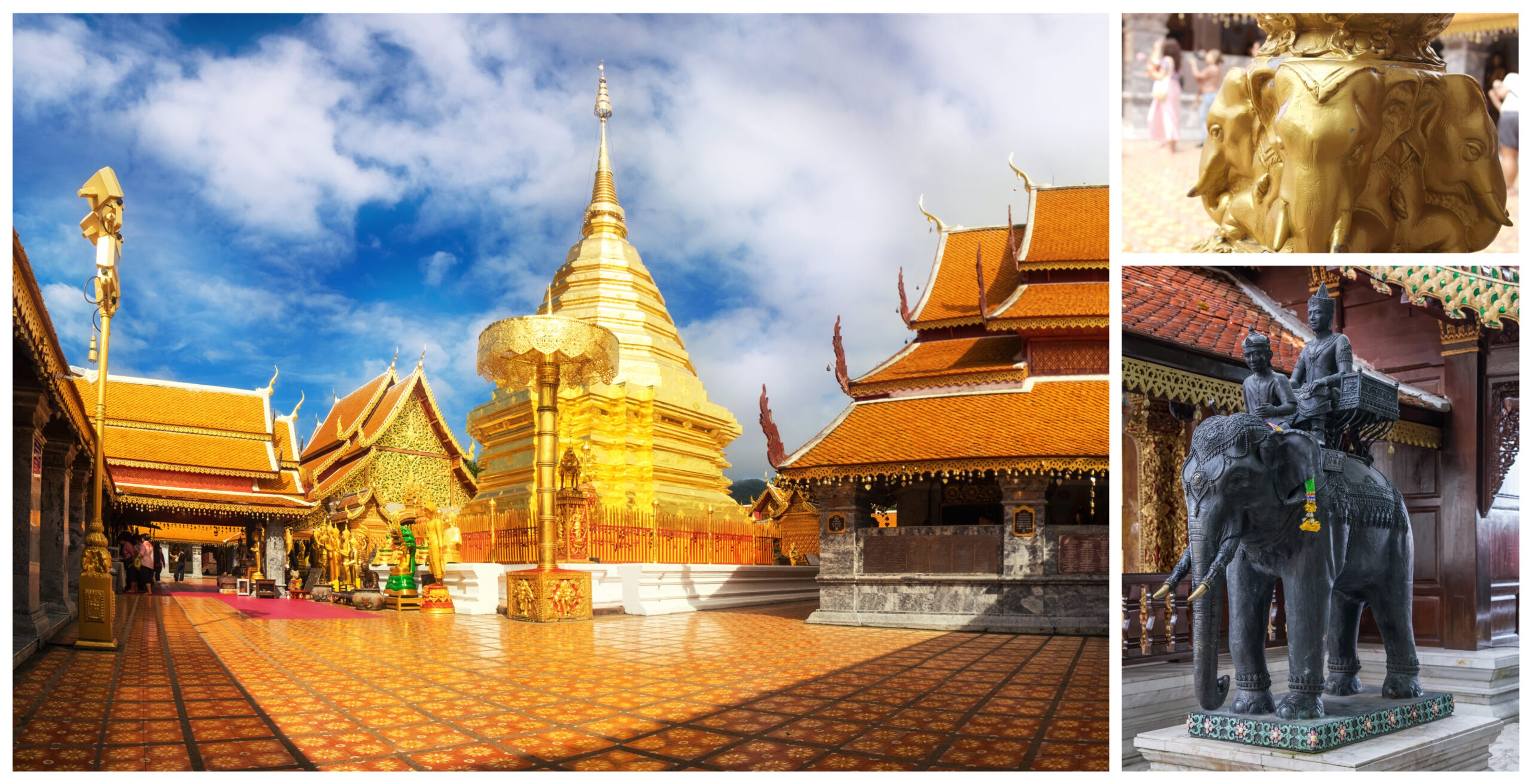 Elephant statues at Wat Phra That Doi Suthep in Chiang Mai./Shutterstock