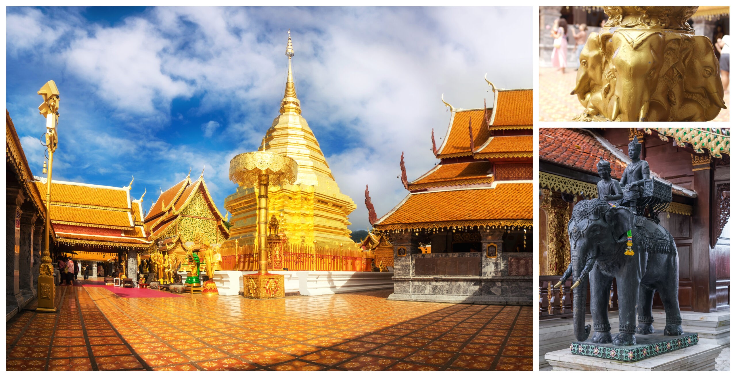 Elephant statues at Wat Phra That Doi Suthep in Chiang Mai./Shutterstock