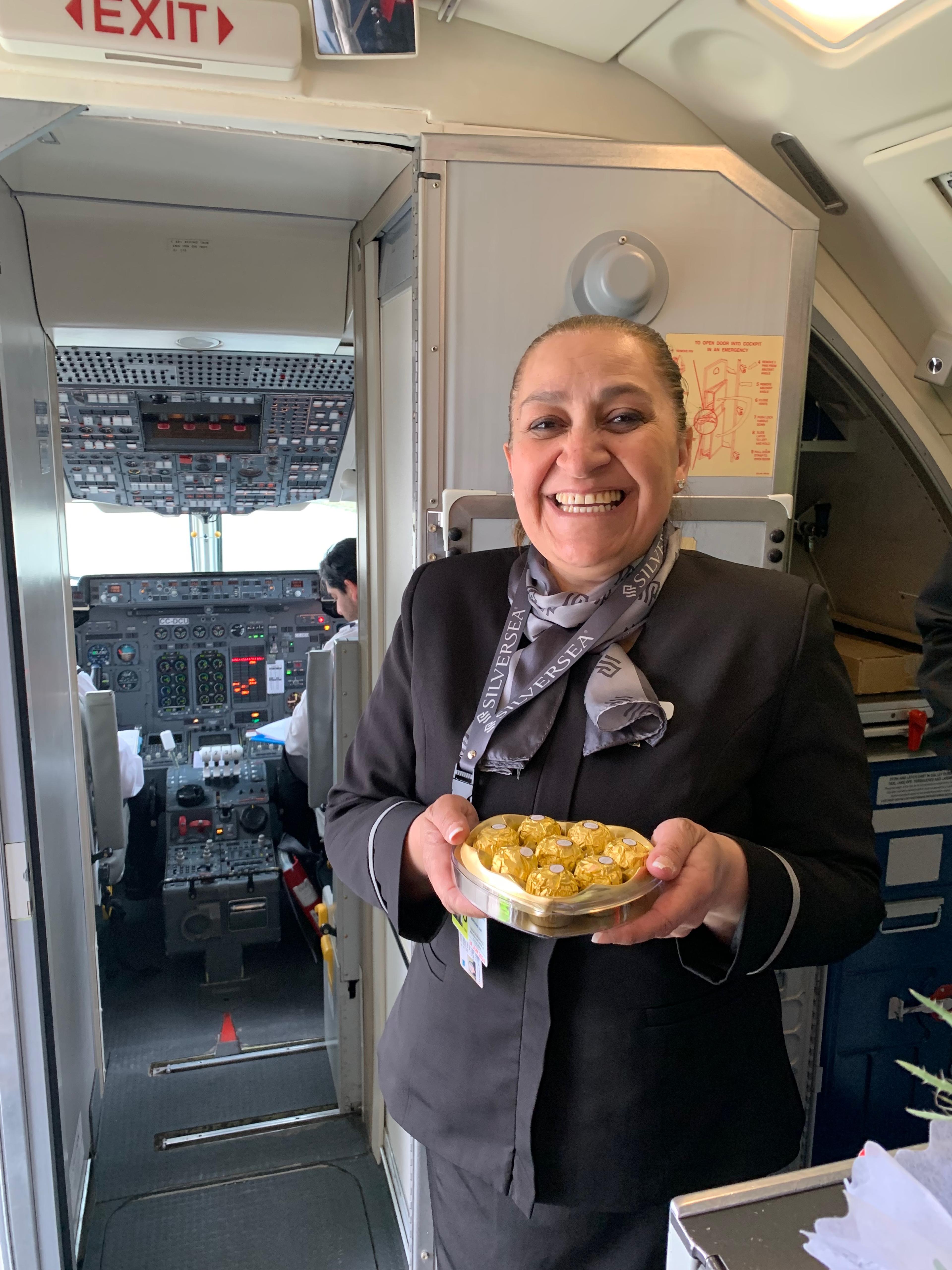 Onboard Antarctica Fly Cruise's airplane, the service is warm and the local Chilean cuisine is delicious./Carolyn Spencer Brown