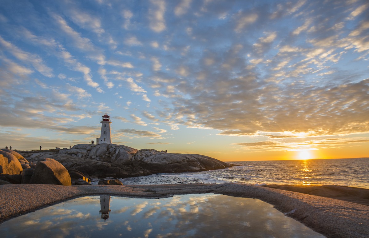 Peggy's Cove Lighthouse at sunset in Halifax, Nova Scotia/Shutterstock
