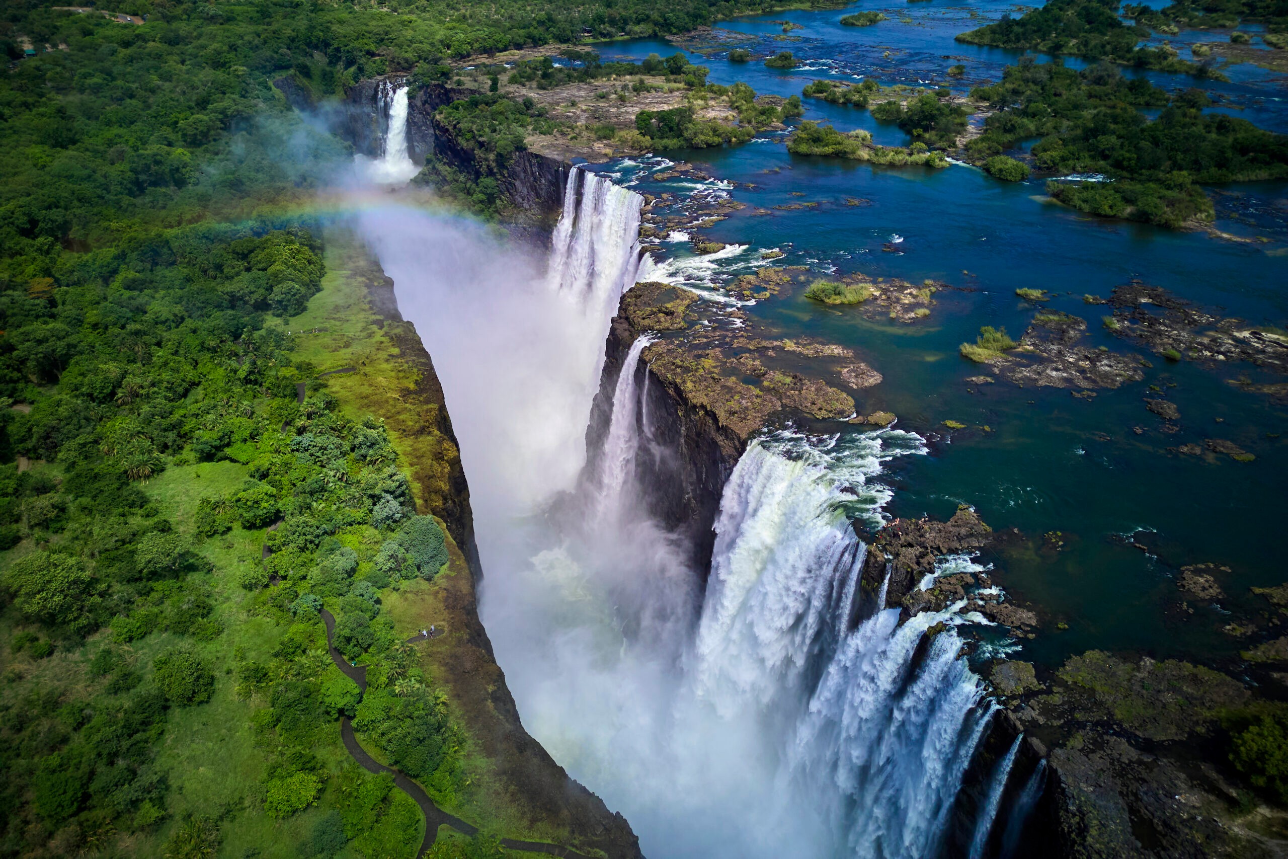 Victoria Falls, on the Zambezi River, is a UNESCO Heritage site. It will be among the destinations on Silversea's 2027 World Cruise./Getty Images